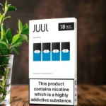 Juul menthol e-liquid pods 18 mg nicotine delivering up to 200 puffs pack of 4