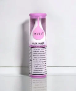 MYLÉ Drip Aloe Grape disposable device with 2500 puffs and 2 percent nicotine strength, refreshing aloe blended with sweet grape flavor