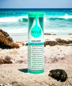 MYLÉ Drip Iced Mint disposable device with 2500 puffs and 2 percent nicotine strength, refreshing mint flavor with icy menthol cooling