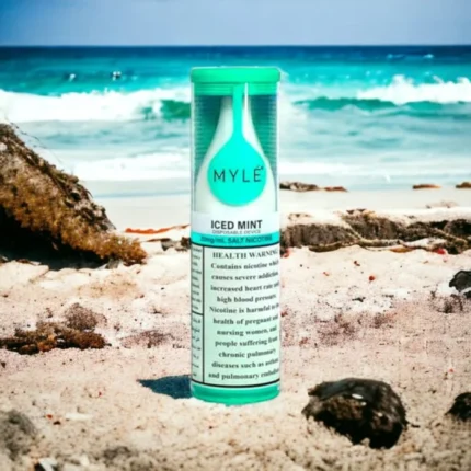 MYLÉ Drip Iced Mint disposable device with 2500 puffs and 2 percent nicotine strength, refreshing mint flavor with icy menthol cooling