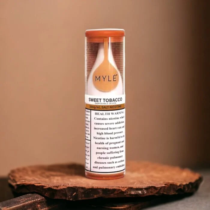 MYLÉ Drip Sweet Tobacco Disposable Device 2500 Puffs 2% Nicotine MYLÉ Drip Sweet Tobacco disposable device with 2500 puffs and 2 percent nicotine strength, rich and smooth tobacco flavor with sweet undertones