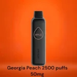MYLE Meta Bar Georgia Peach disposable vape with 2500 puffs and 50mg nicotine strength, sweet and juicy peach flavor