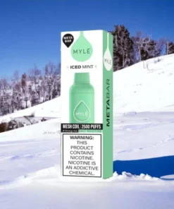 MYLE Meta Bar Ice Mint disposable vape with 2500 puffs and 50mg nicotine strength, refreshing mint flavor with icy menthol