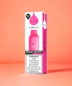 MYLE Meta Bar Lush Ice disposable vape with 2500 puffs and 50mg nicotine strength, sweet watermelon flavor with icy menthol