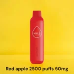 MYLE Meta Bar Red Apple disposable vape with 2500 puffs and 50mg nicotine strength, sweet and crisp red apple flavor