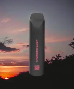 MYLÉ Micro Bar Strawberry Slushy disposable device with 1500 puffs and 2 percent nicotine strength, sweet and icy strawberry flavor