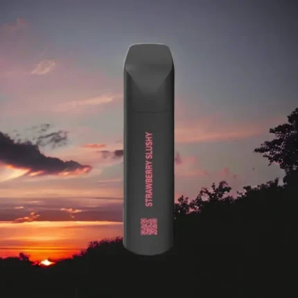 MYLÉ Micro Bar Strawberry Slushy disposable device with 1500 puffs and 2 percent nicotine strength, sweet and icy strawberry flavor