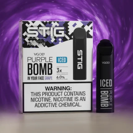 VGOD STIG Iced Purple Bomb Pack of 3 Disposable Pod Device 6% in Dubai