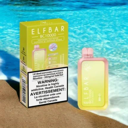 ELFBAR Peach Mango BC disposable vape 10000 puffs with 50mg nicotine and peach mango flavor