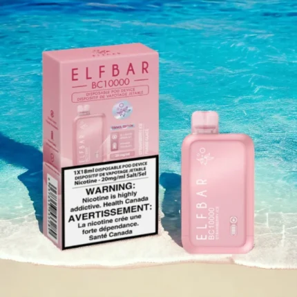 ELFBAR Strawberry Ice BC disposable vape 10000 puffs with 50mg nicotine and refreshing strawberry ice flavor