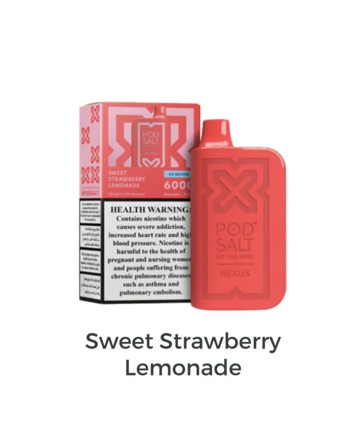 Nexus Sweet Strawberry Lemonade 2% Nicotine 6000 Puffs Nexus Sweet Strawberry Lemonade disposable vape 6000 puffs with 2% nicotine and sweet strawberry lemonade flavor