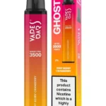 Vapes Bars Ghost Pro Very Berry Cranberry disposable vape 20 mg nicotine with 3500 puffs for sweet and tart berry flavor
