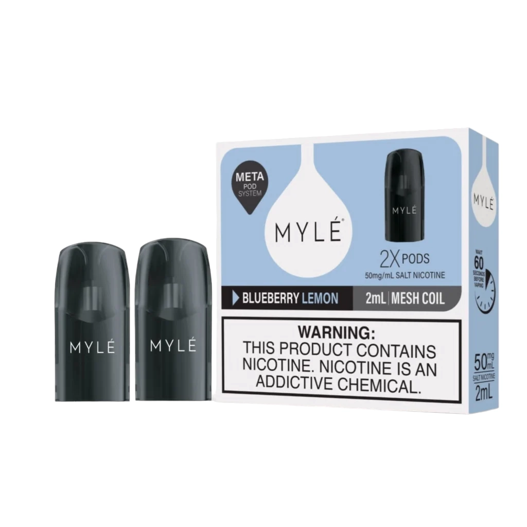 Myle V5 Blueberry Lemon Meta Pods pack of two (2) disposable magnetic BUY Myle Meta V5 Blueberry Lemon Pods disposable pack of (2)