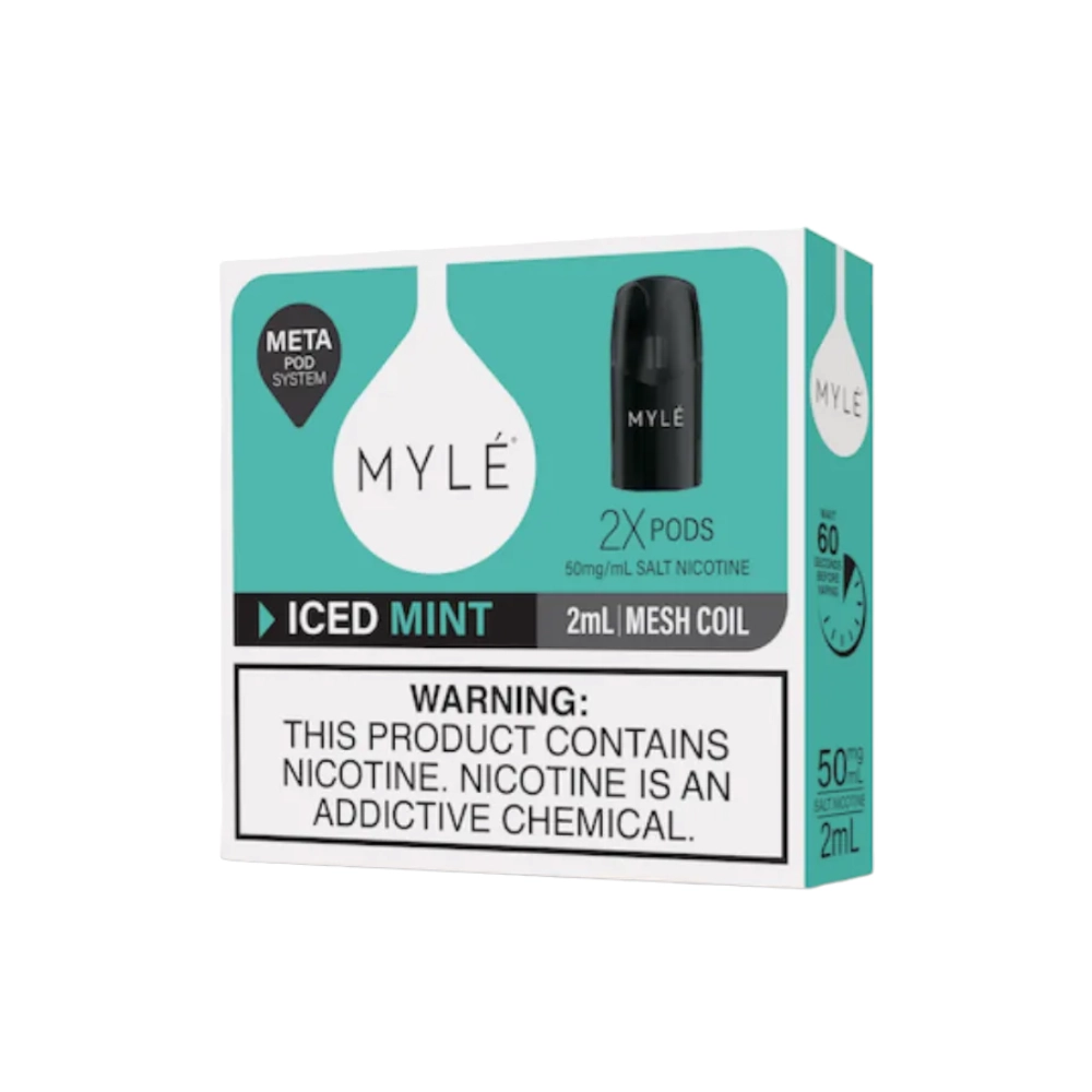 Myle V5 Iced Mint Fruit Meta Pods pack of two (2) disposable magnetic Myle V5 Iced Mint Fruit Meta Pods pack of two (2) disposable magnetic