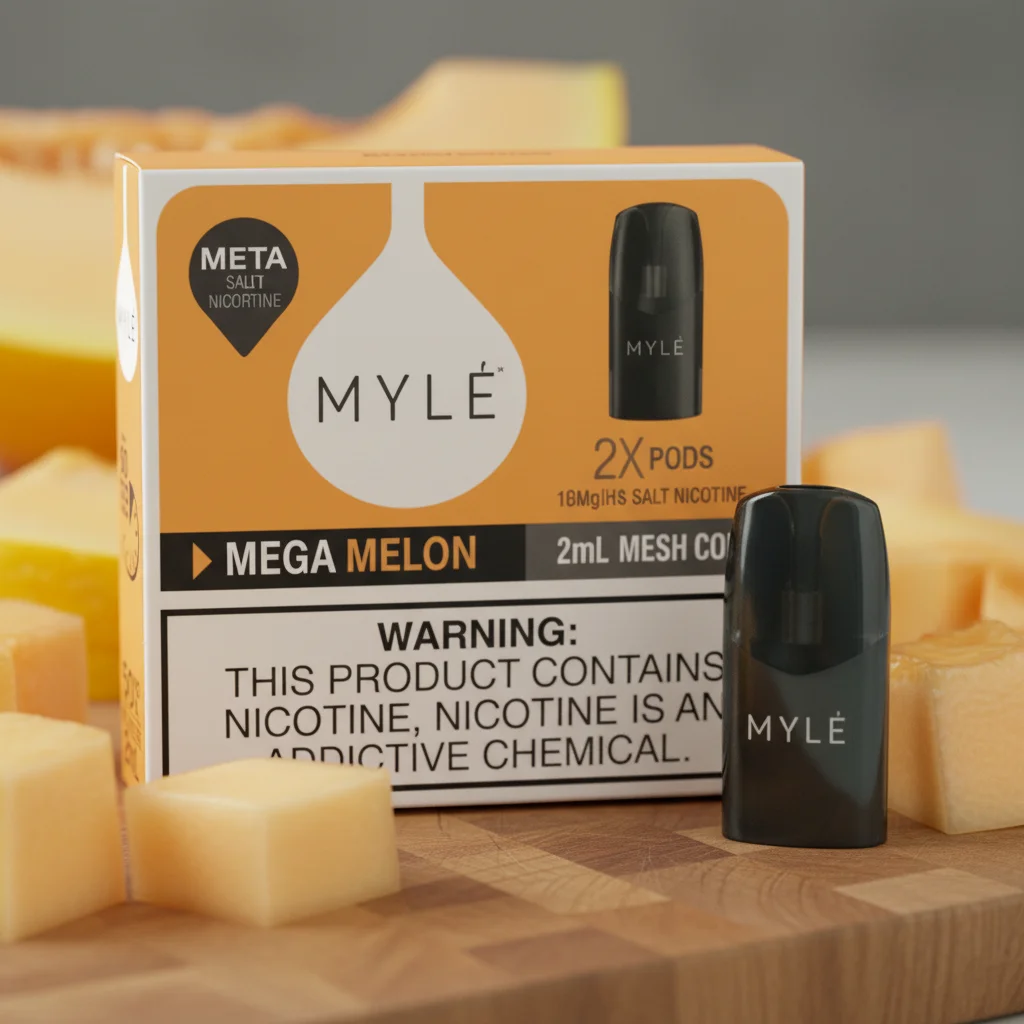 Myle V5 Mega Melon Meta Pods pack of two (2) disposable magnetic Myle V5 Mega Melon Meta Pods pack of two (2) disposable magnetic