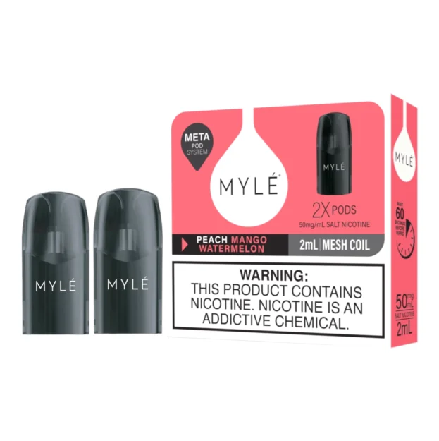 Myle V5 Peach Mango Watermelon Meta Pods pack of two (2) disposable magnetic