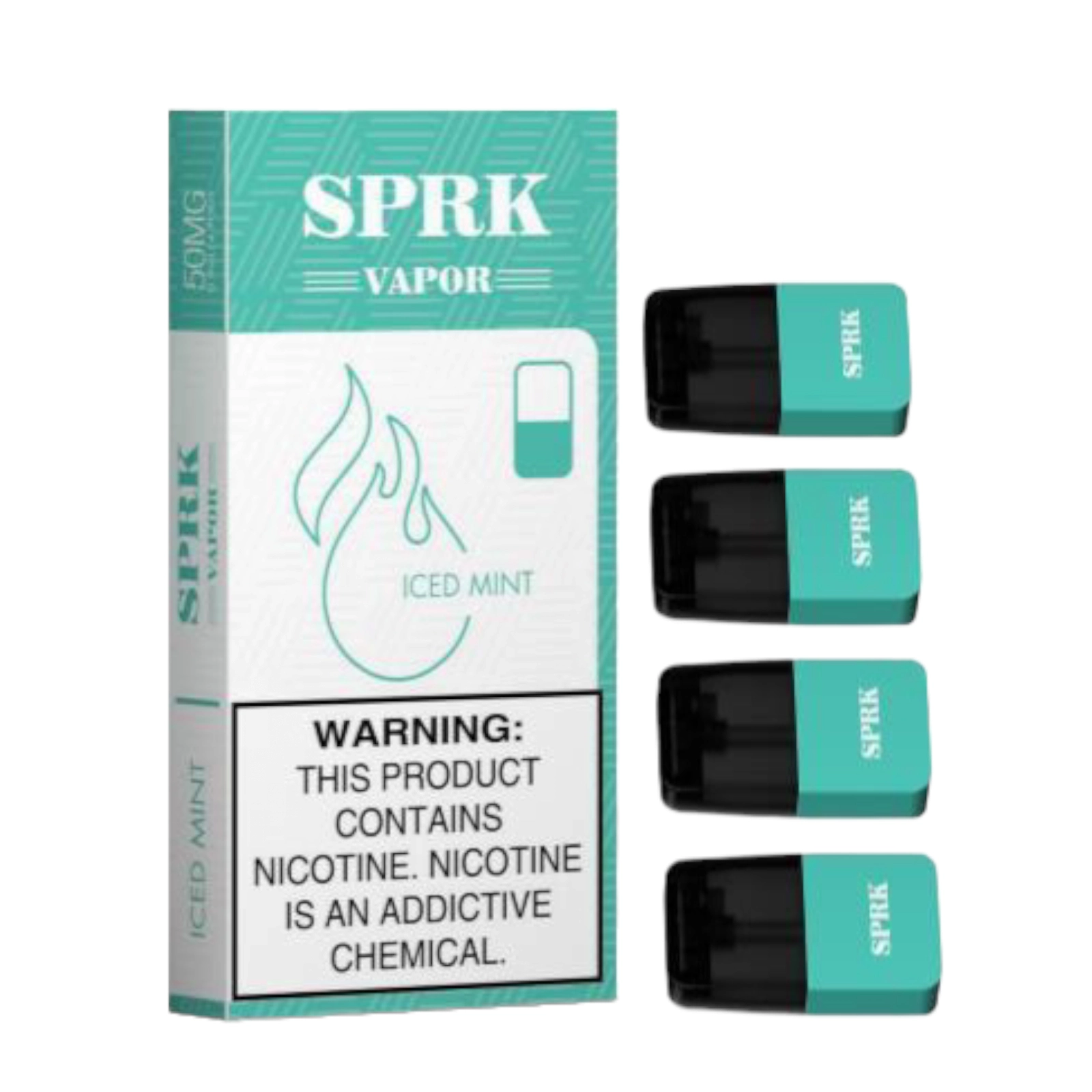 SPRK VAPOR Iced Mint Pod Pre filled Disposable (Pack of 4) SPARK VAPOR Iced Mint Pod