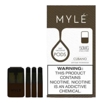 Myle Cubano disposable pod with 50mg nicotine strength and 240 puffs, rich Cuban cigar flavor