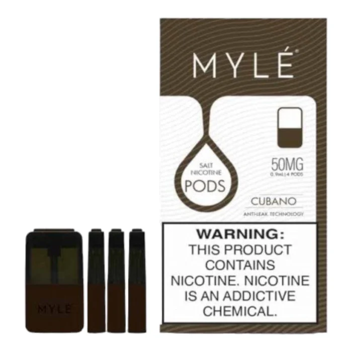 Myle Cubano 50mg 240 Puffs Disposable Pod Myle Cubano disposable pod with 50mg nicotine strength and 240 puffs, rich Cuban cigar flavor