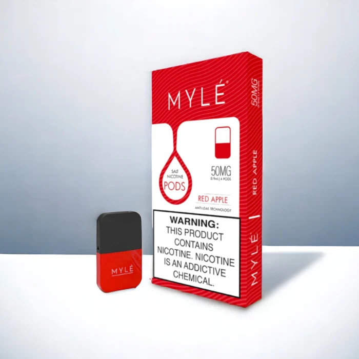 Myle V4 Red Apple 50mg Disposable Pods Myle V4 Red Apple disposable pods with 50mg nicotine strength, sweet and crisp red apple flavor, smooth vaping experience