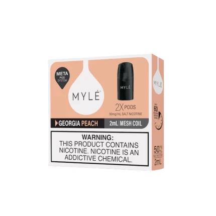 Myle V5 Georgia Peach Fruit disposable magnetic pods, pack of 2, juicy peach flavor with smooth vaping experience