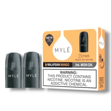 Myle V5 Malaysian Mango disposable magnetic pods, pack of 2, sweet and juicy mango flavor with smooth vaping experience