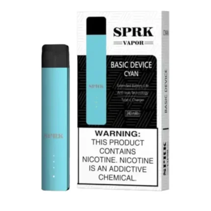 Spark Vapor Device Basic in cyan color, rechargeable pod vape device