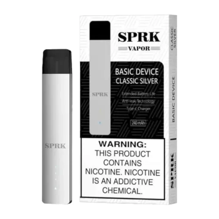 Spark Vapor Device Classic Silver Prefilled Disposable Spark Vapor Device Classic Silver prefilled disposable vape device with smooth flavor