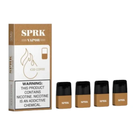 Spark Vapor Iced Coffee pre-filled disposable pods pack of 4 with rich coffee flavor