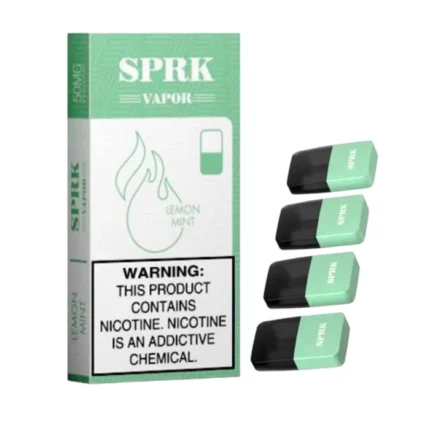 Spark Vapor Lemon Mint pre-filled disposable pods pack of 4 with zesty lemon and cool mint flavor