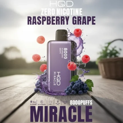 Raspberry Grape HQD Miracle 8000 Puffs Zero Nicotine