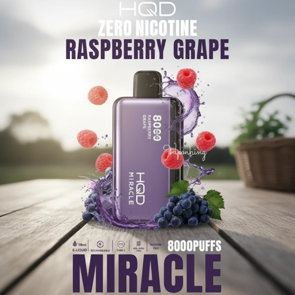 Raspberry Grape HQD Miracle 8000 Puffs Zero Nicotine Raspberry Grape HQD Miracle 8000 Puffs Zero Nicotine