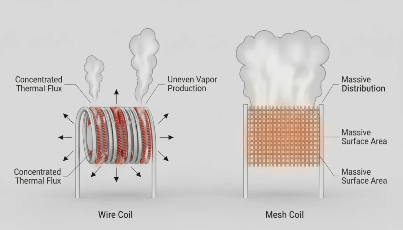 Coil diagram showing mesh heating element