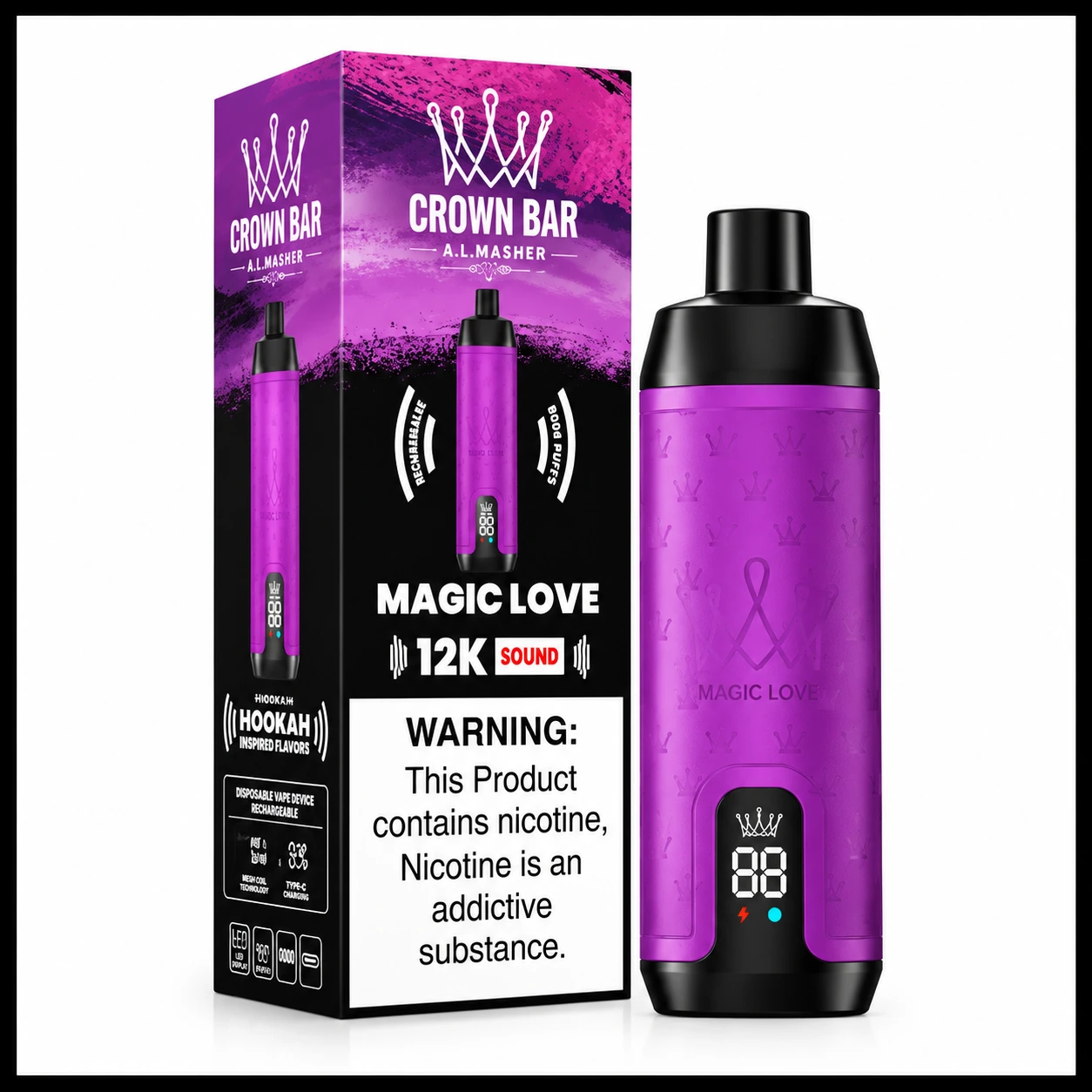Magic Love Al Fakher Crown Bar 12000 Puffs Disposable Vape 1 Magic Love Al Fakher Crown Bar 12000 Puffs Disposable Vape