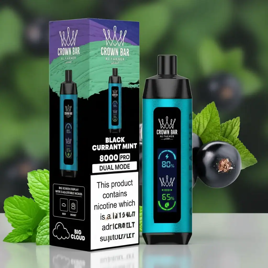 Crown Bar Al Fakher 8000 Puffs – Blackcurrant Mint Disposable Vape 1 Crown Bar Al Fakher 8000 Puffs – Blackcurrant Mint Disposable Vape