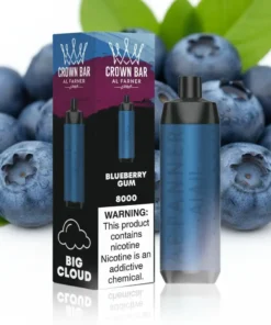 Crown Bar Al Fakher 8000 Puffs – Blueberry Gum Disposable Vape