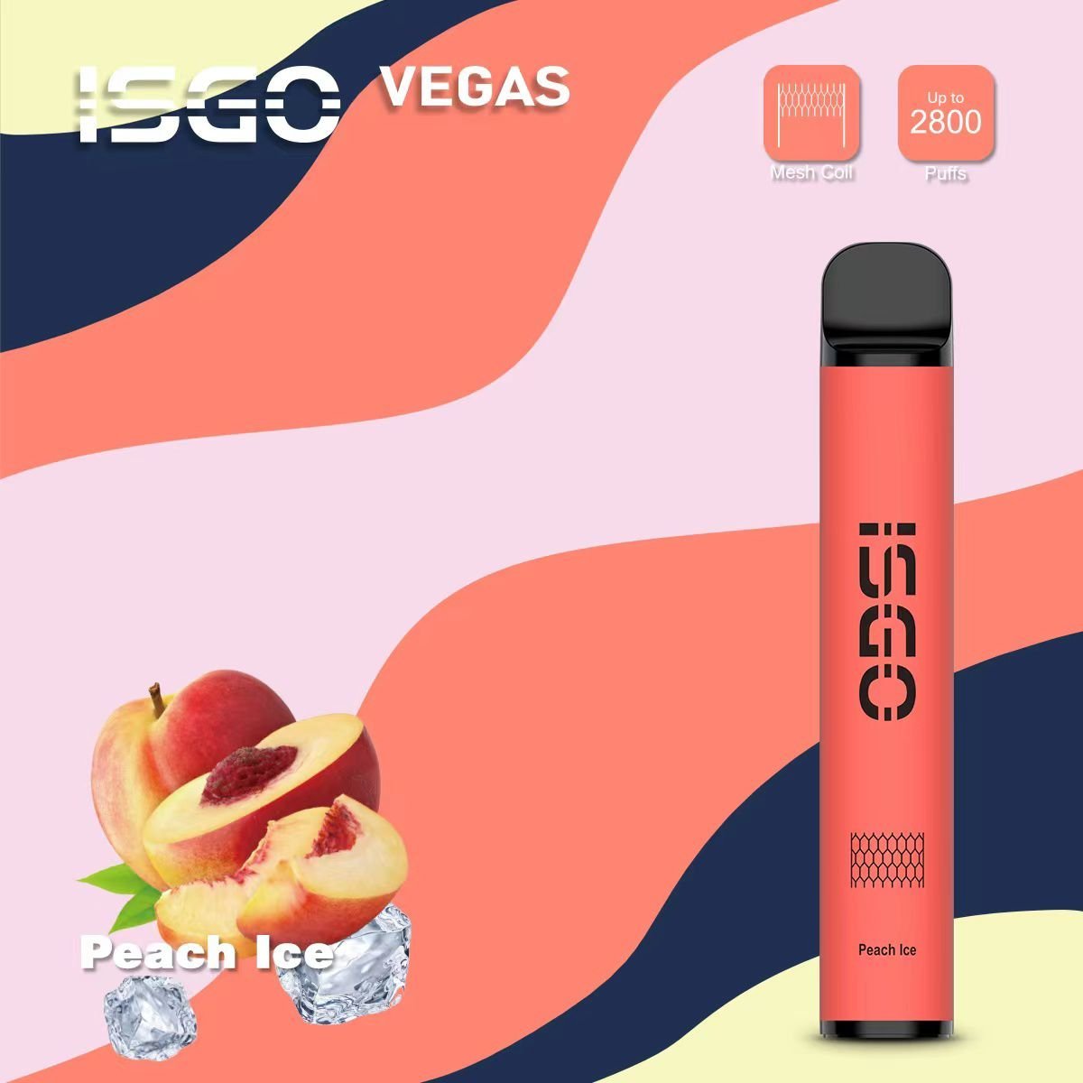 ISGO Vegas Peach Ice Disposable Vape 2800 Puffs 1 ISGO Vegas Peach Ice Disposable Vape 2800 Puffs