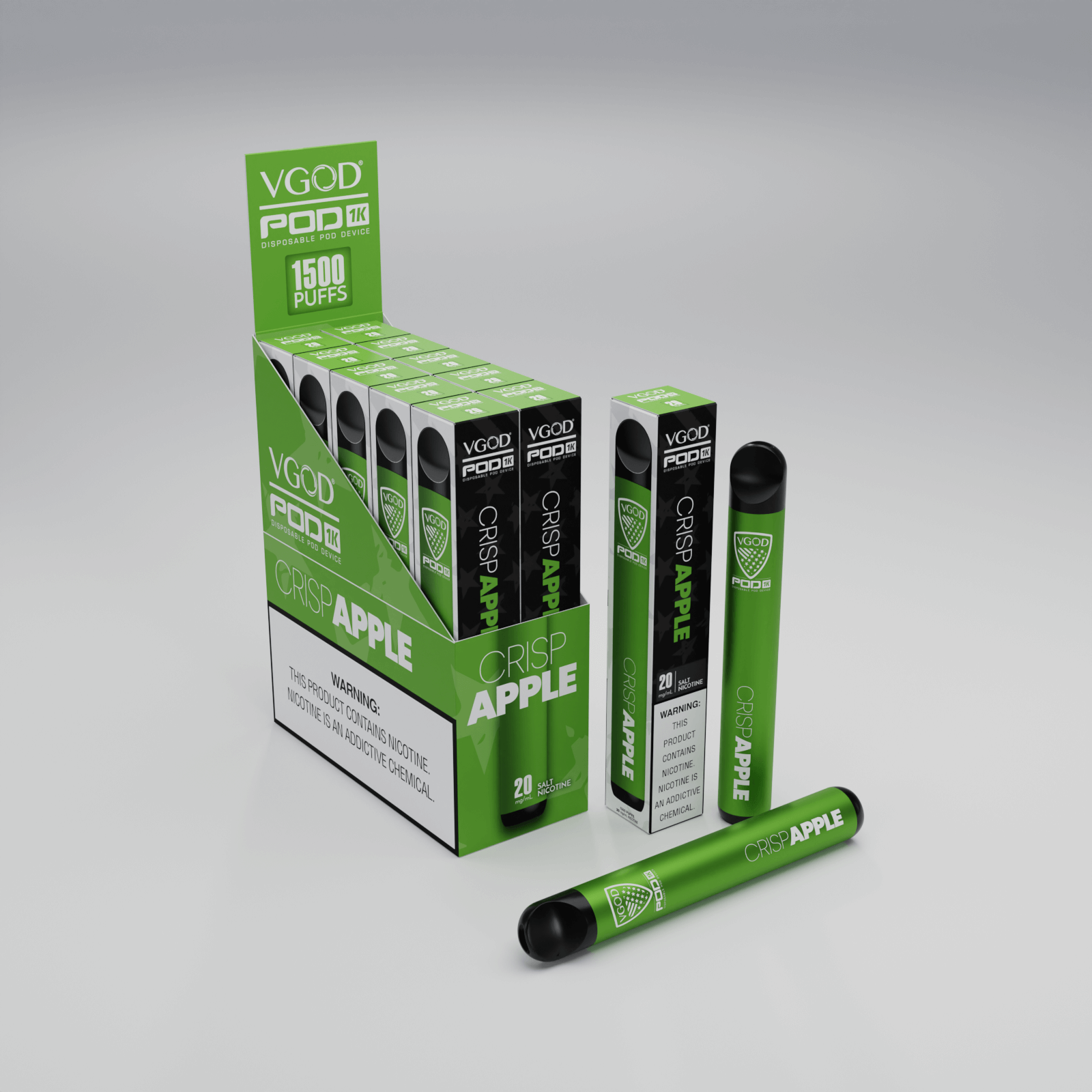 VGOD Pod - Crisp Apple Disposable Device 20mg - 1500 Puffs 1 VGOD Pod - Crisp Apple Disposable Device 20mg - 1500 Puffs
