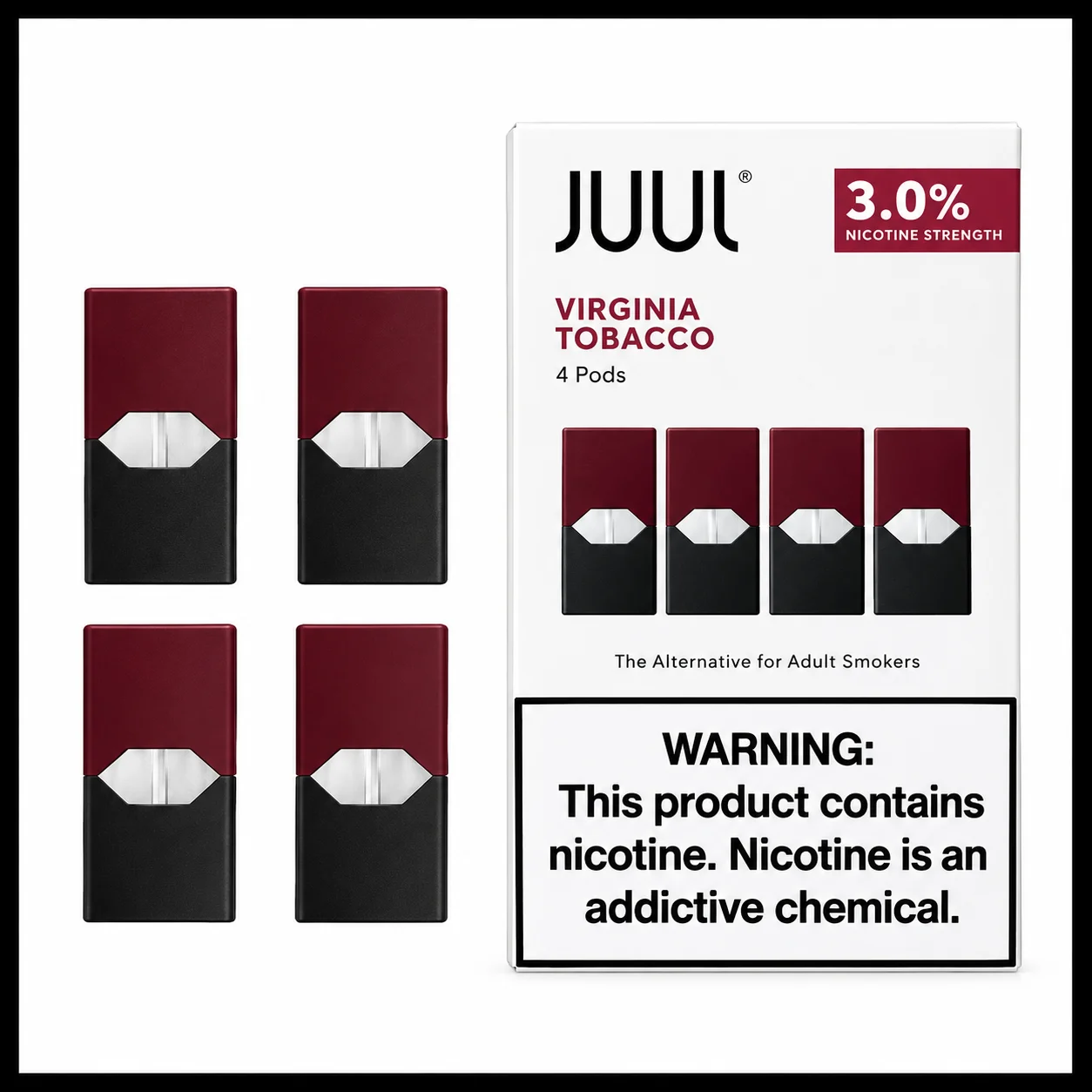 JUUL e liquid Pods Virginia Tobacco 3% nicotine (Pack of 4) 1 JUUL e liquid Pods Virginia Tobacco 3% nicotine (Pack of 4)