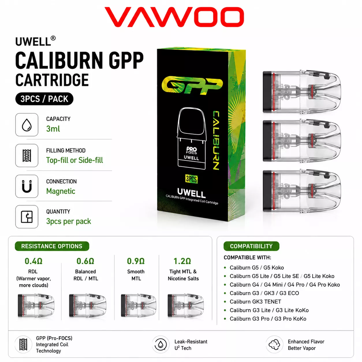 Uwell Caliburn GPP Cartridge (3-Pack) 1 Uwell Caliburn GPP Cartridge (3-Pack)